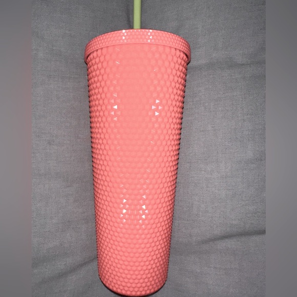 Retired RARE Starbucks Hot Pink with Lime Green Straw, Studded Tumbler - Picture 2 of 2